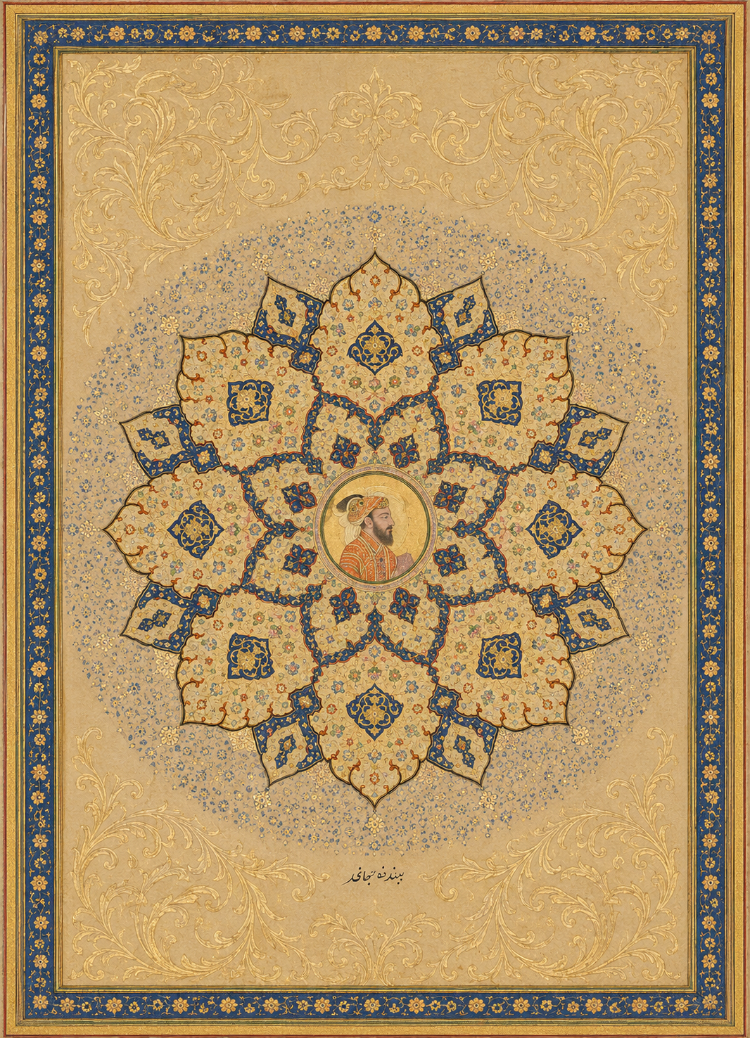 'Shamsa with Portrait of Aurangzeb' Canvas Cloth Print, c.1645