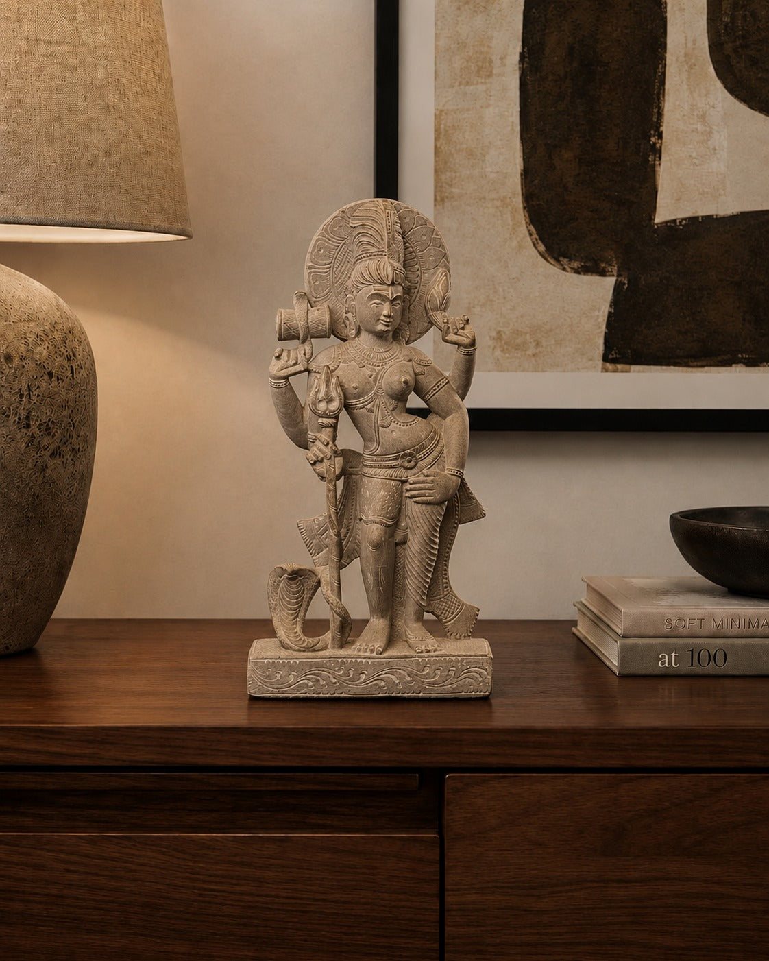 'Shiva & Parvati' Sculpture in 'Ardhanarishwar' Form