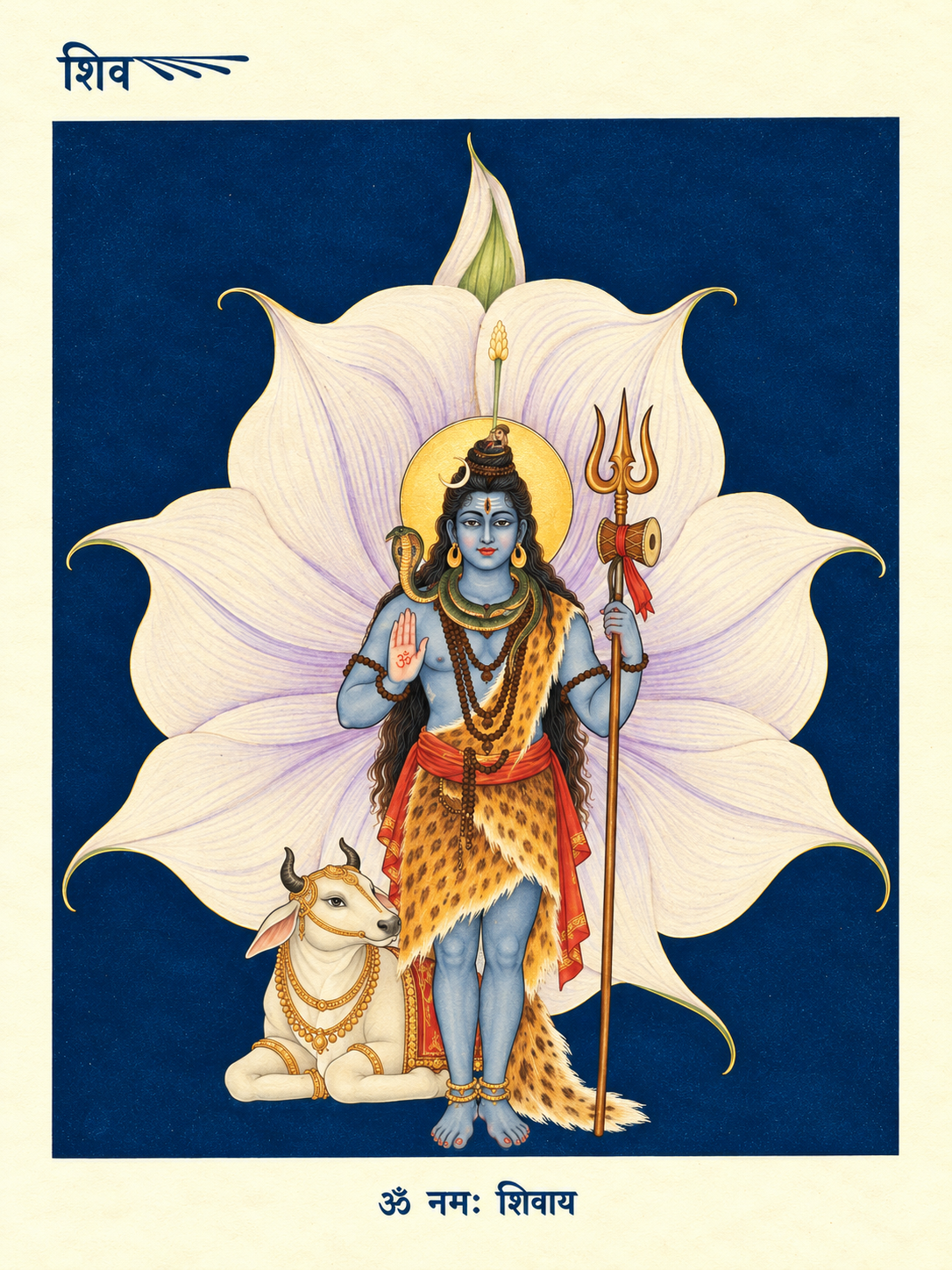 Art Print – “Namah Shivaya”: Lord Shiva with Nandi and Trishul
