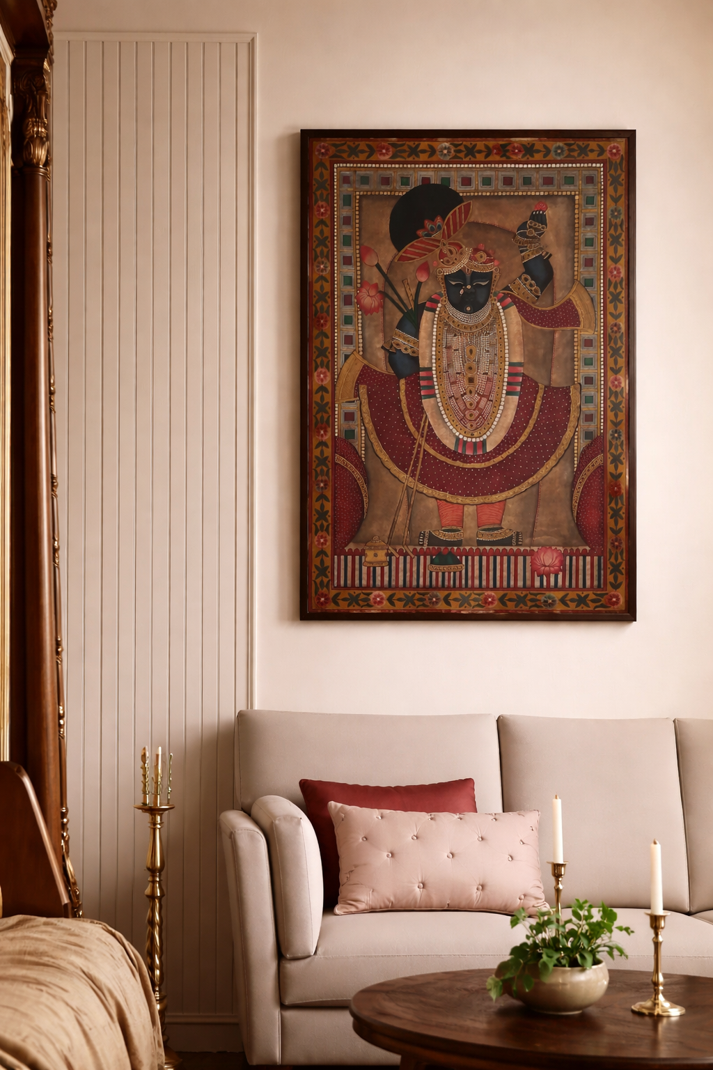 Antique Painting of Lord 'Shrinathji' (Gold)