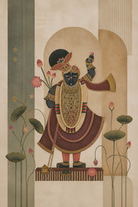 Handpainted – “Shrinathji in Earth Bloom”: Contemporary Heritage Painting