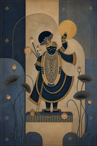 Handpainted – “Shrinathji in Indigo Bloom”: Contemporary Heritage Painting