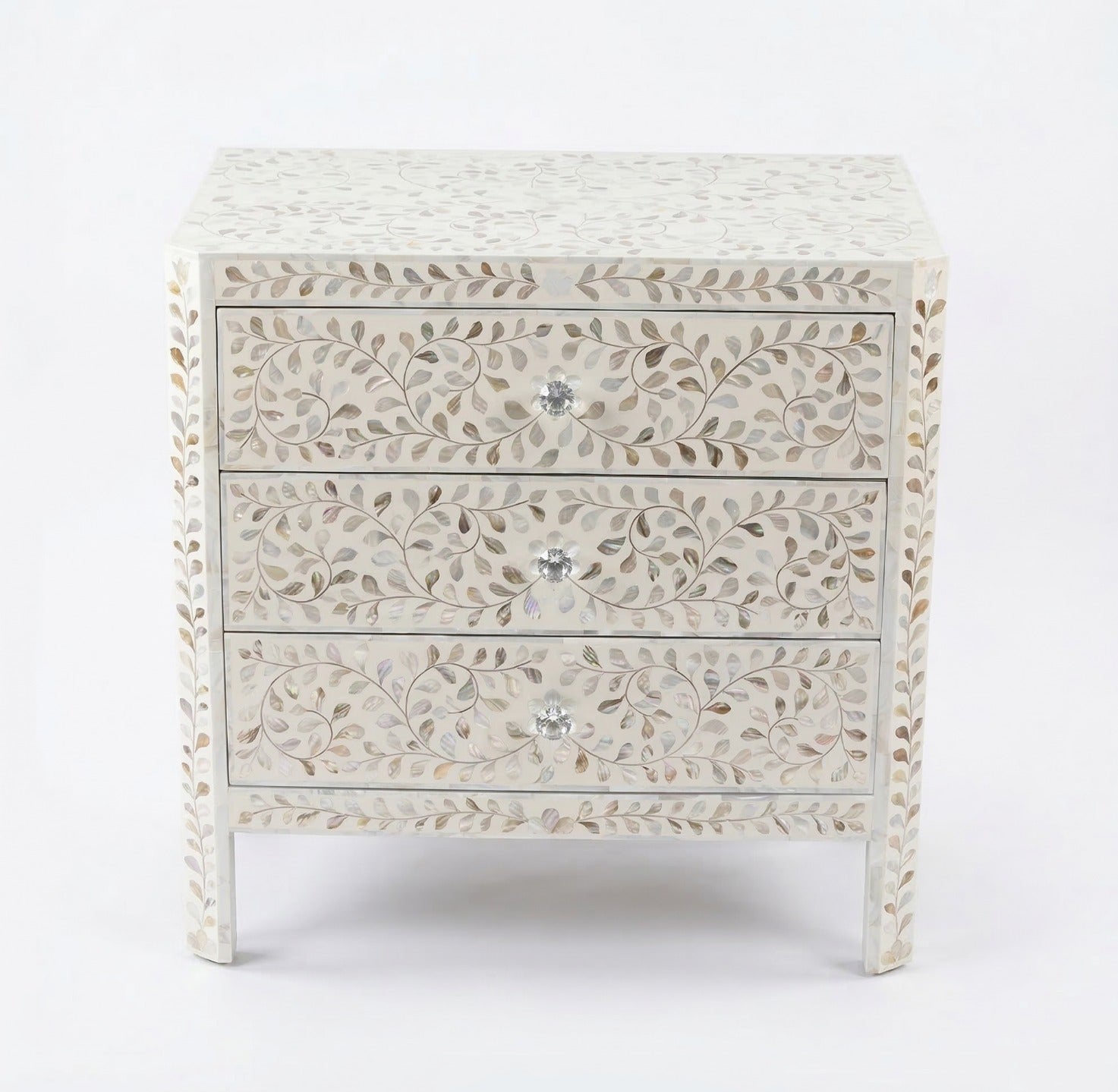 Silver Garden Mother of Pearl Inlay Nightstand