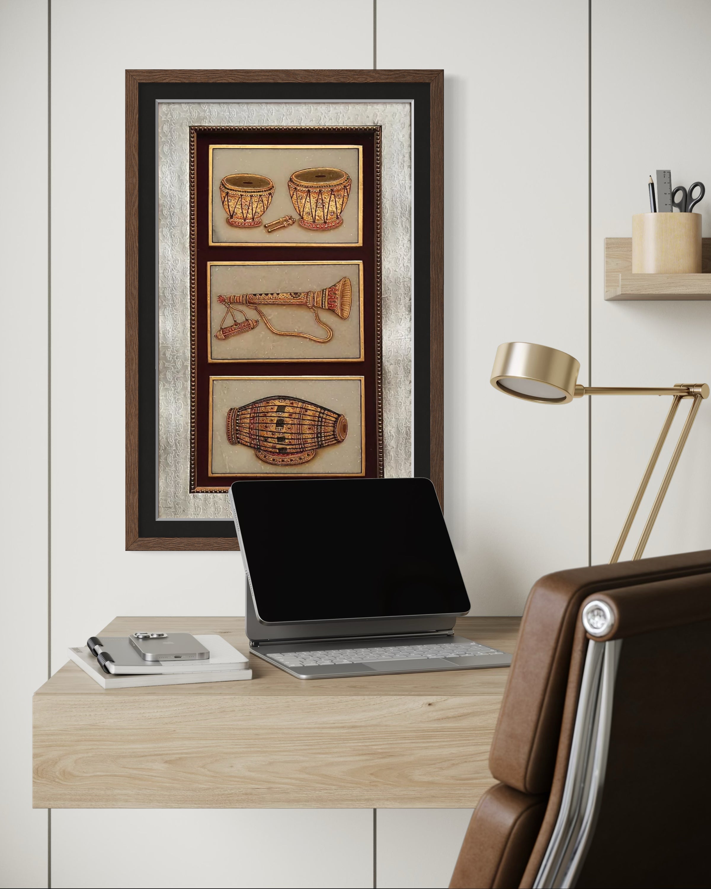 Symphony of Tradition: Musical Instruments Painting- In 24k Gold