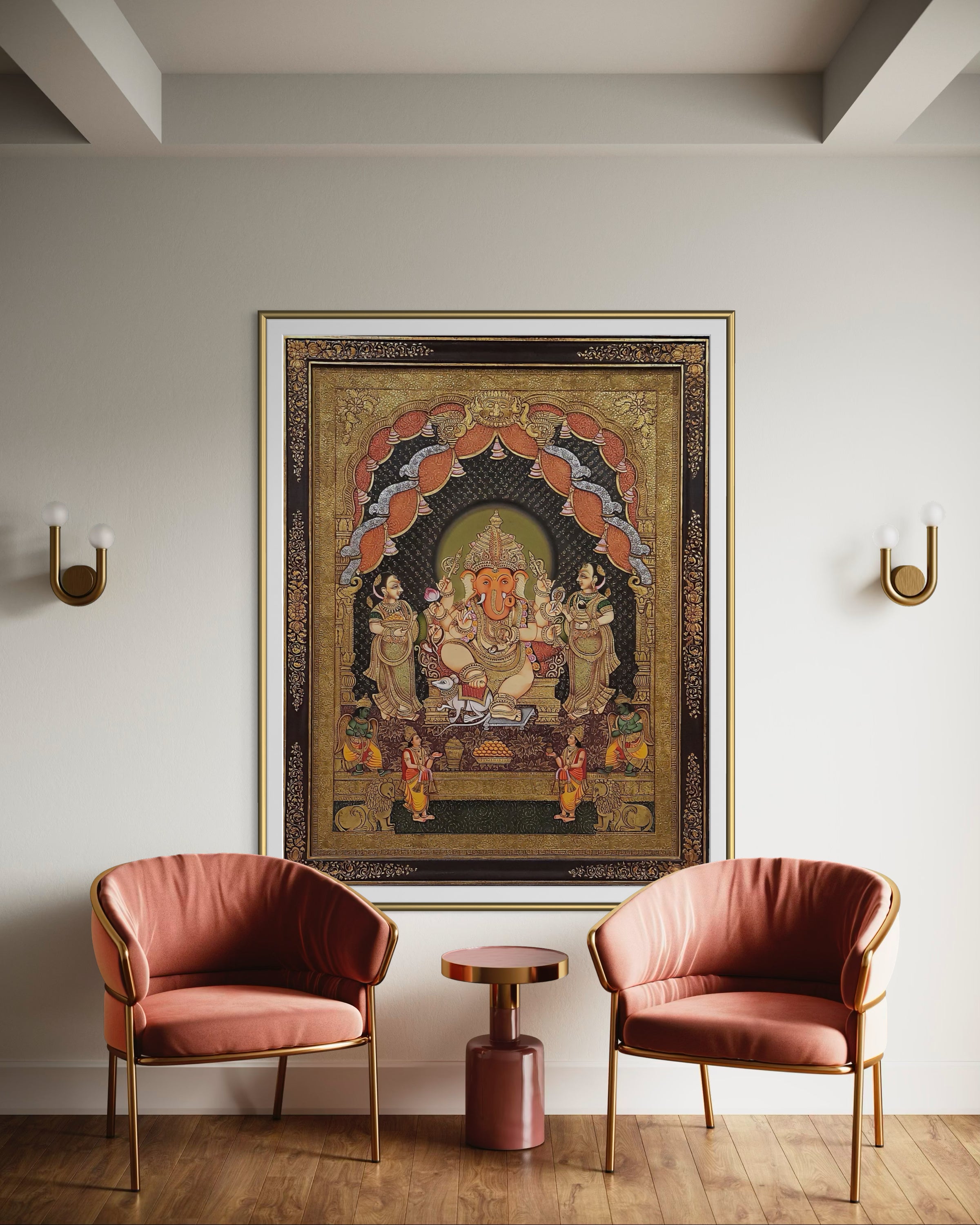 Tanjore- Herald of Blessings and Prosperity: Ganesh- In 24k Gold