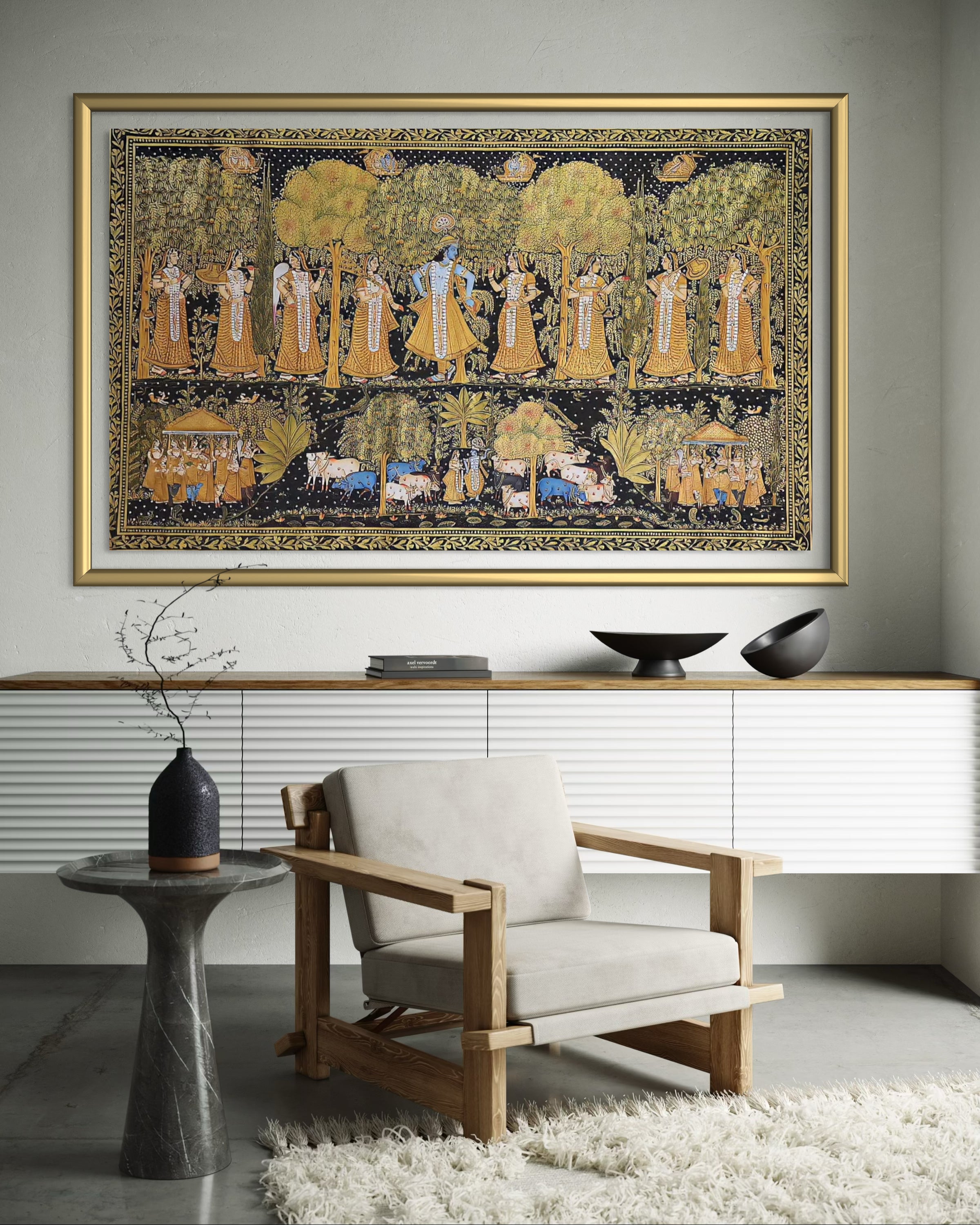 Pichwai- Golden Radha Krishna Painting