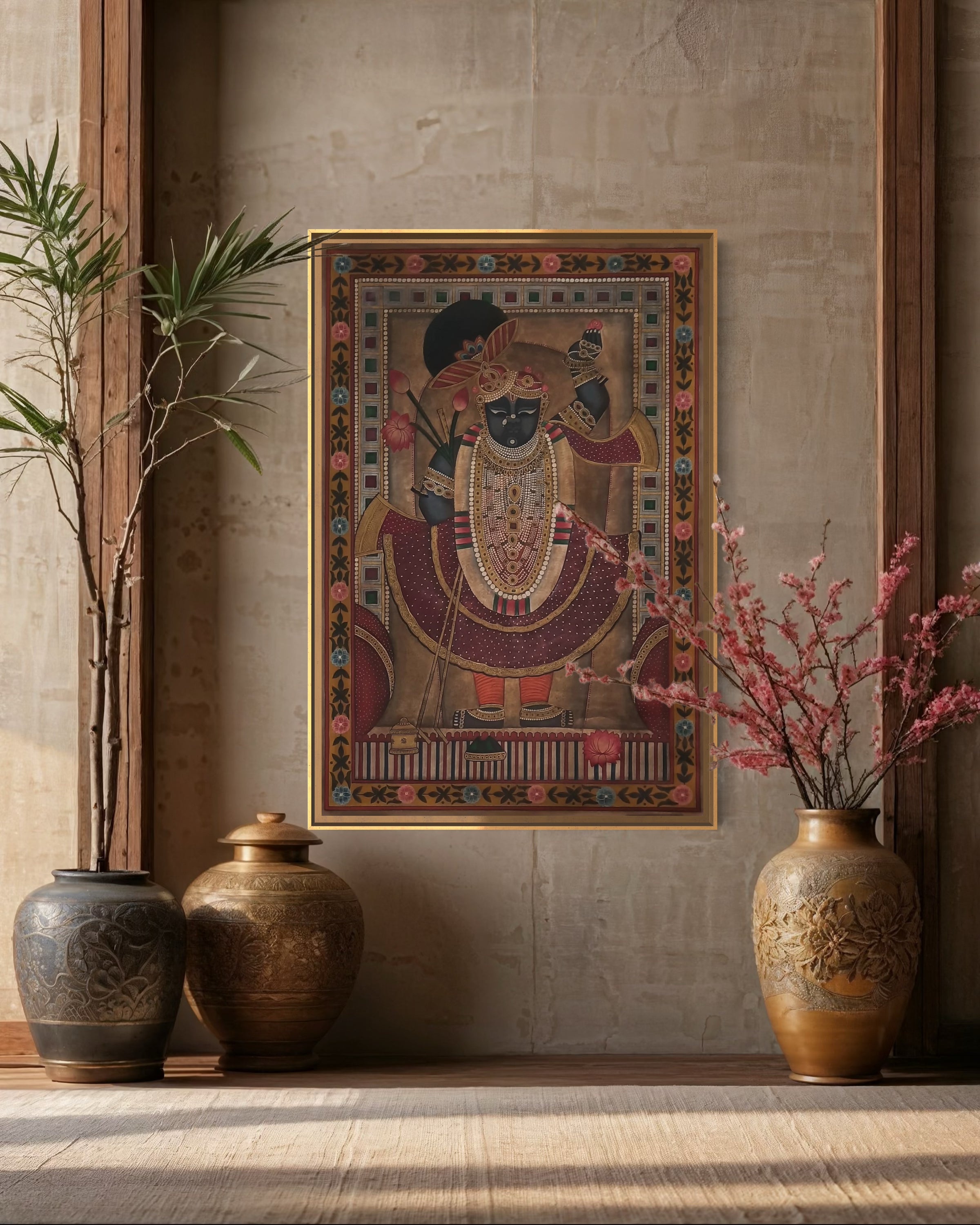 Antique Painting of Lord 'Shrinathji' (24k Gold)