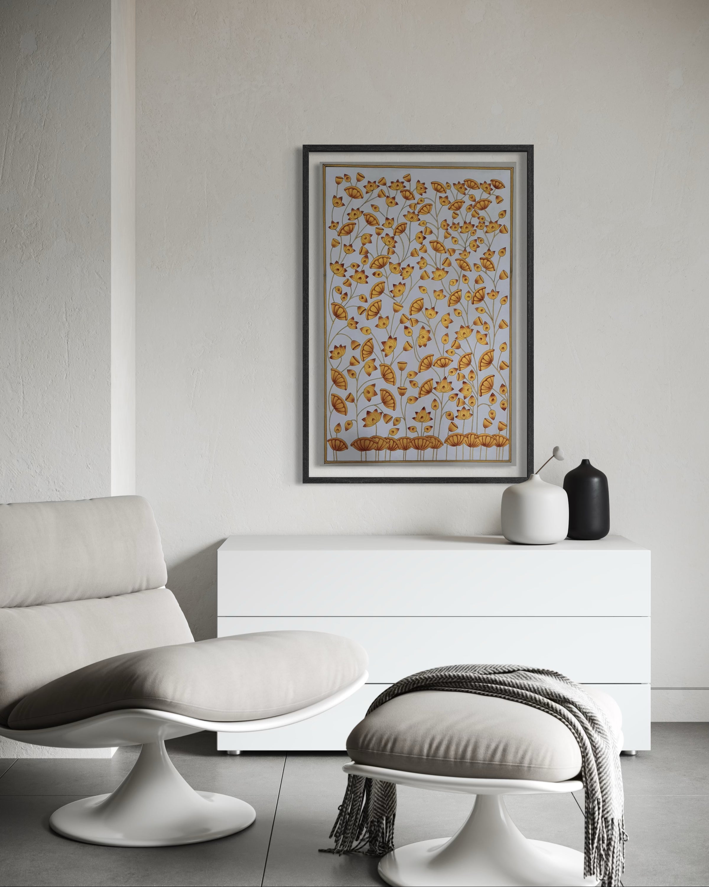 Pichwai Painting – Golden Lotus Pond