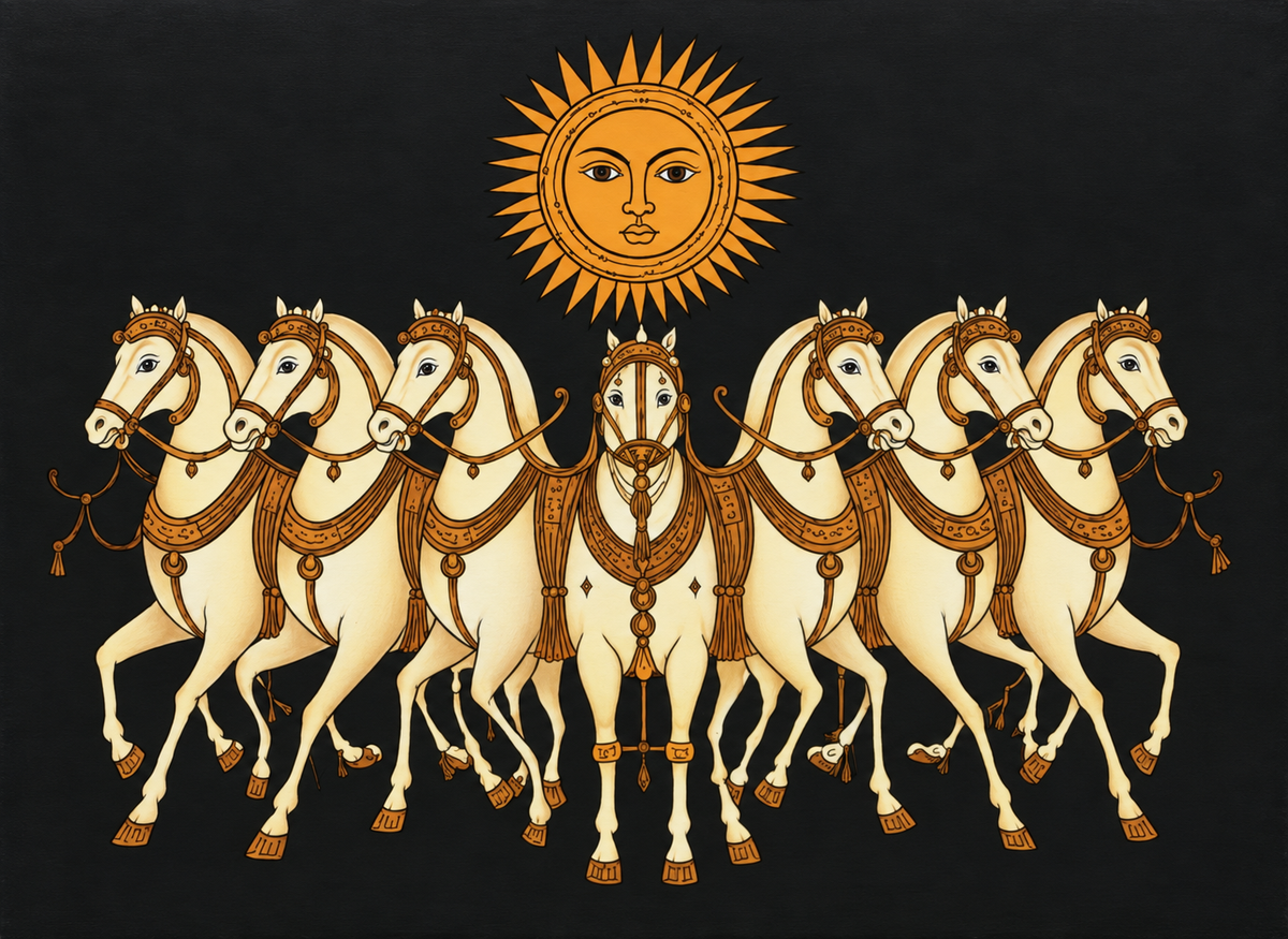 Pichwai - Surya Dev: The Chariot of the Sun