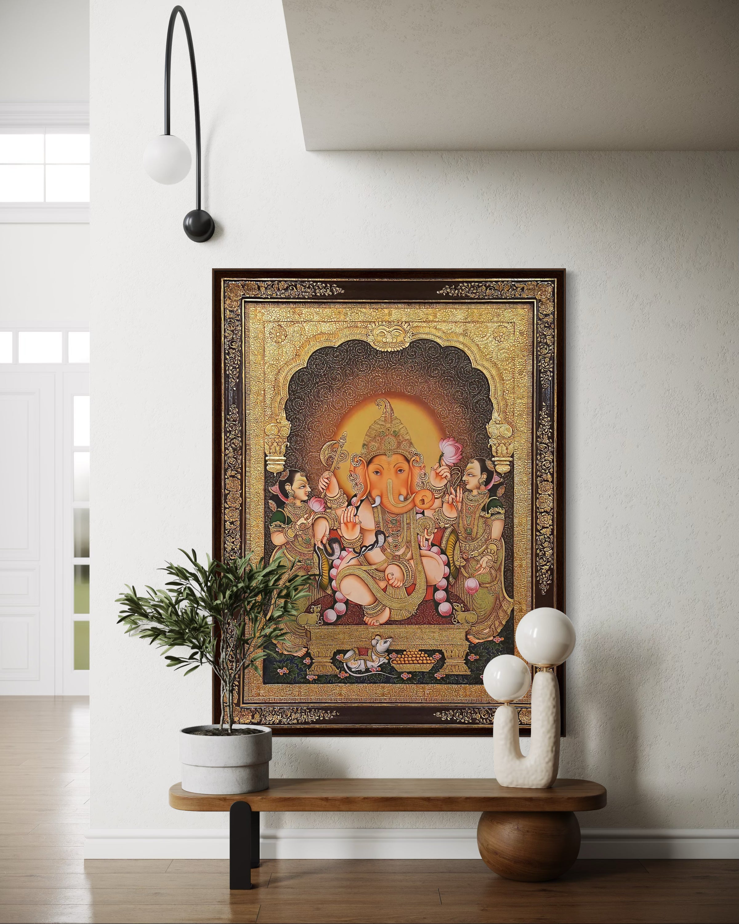 Tanjore- Promise of Abdunance and Prosperity: Ganesh- In 24k Gold