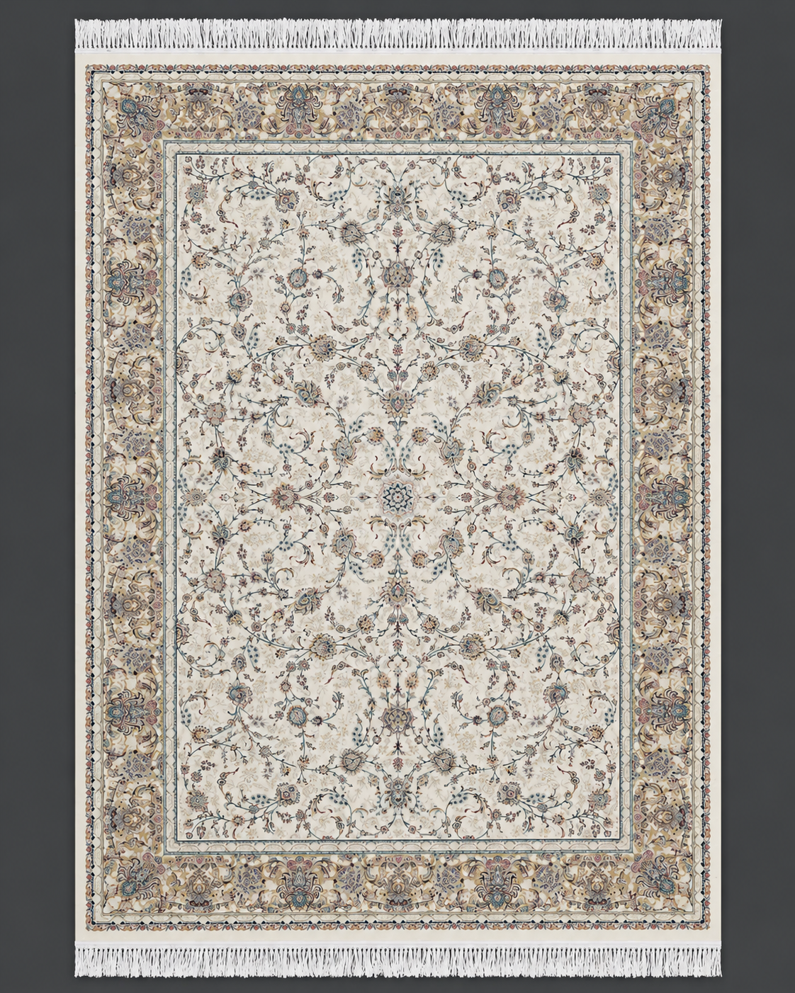 Tarang Silk & Wool Blend Carpet – Blue Wave Botanical Stripe