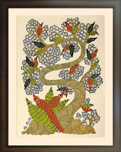 Tree of Melodic Wings – Gond Art