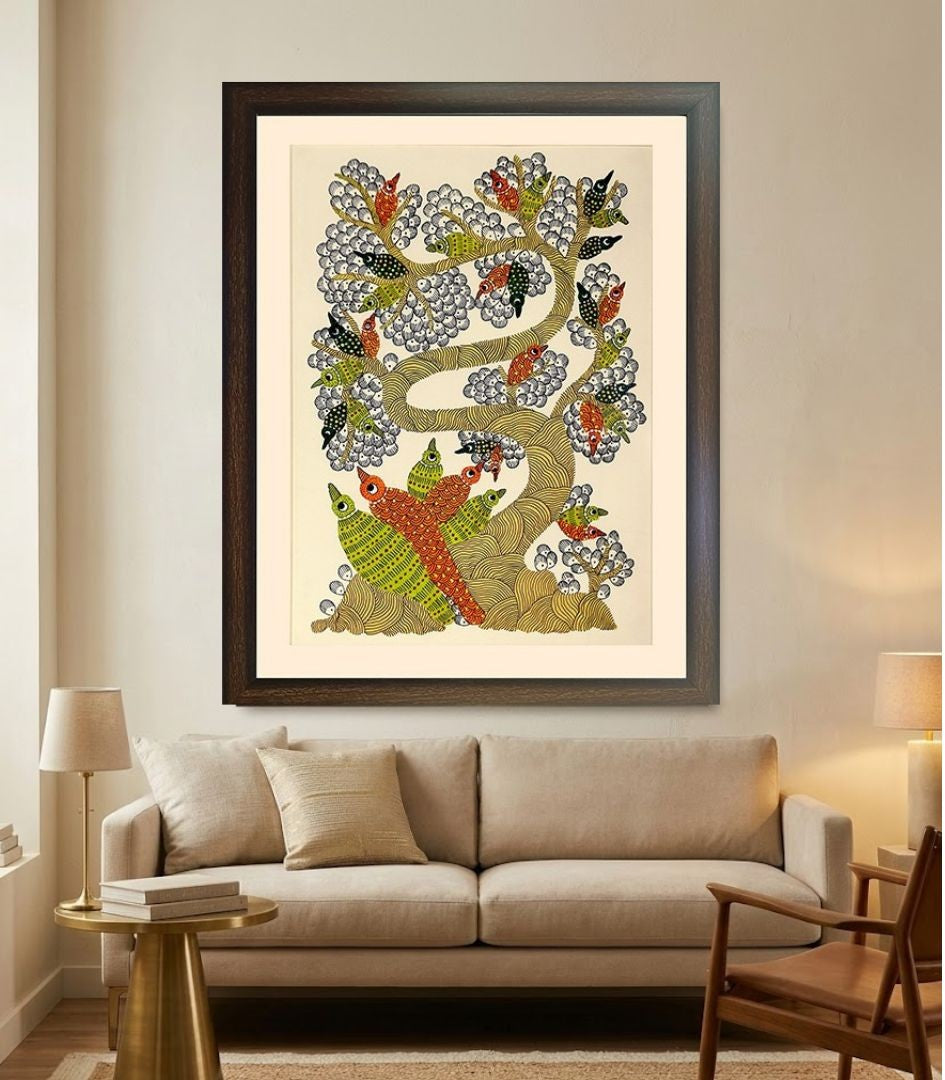 Tree of Melodic Wings – Gond Art
