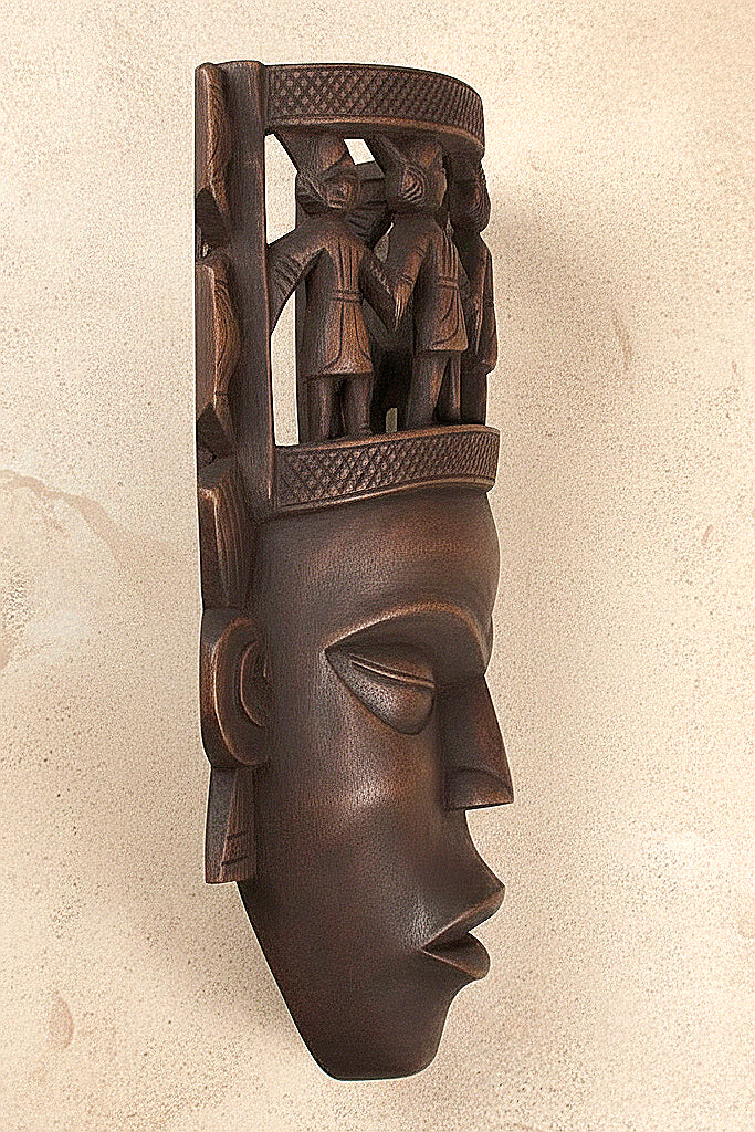 Kushmandi Wooden Gomira Tribal Face Mask – Handcrafted Ritual Wall Art (12 Inches)