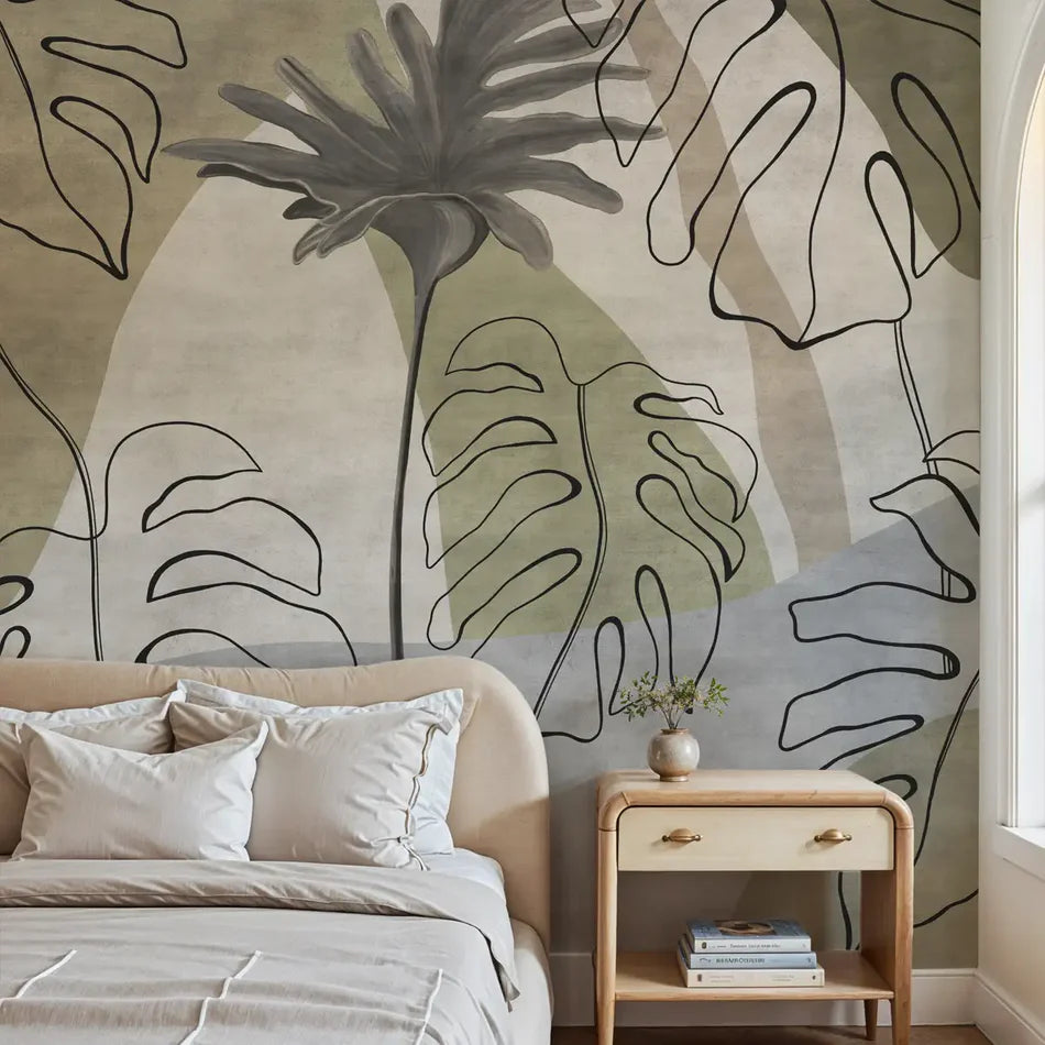 Organic Calm: "Aranya" Tropical Leaf Mural