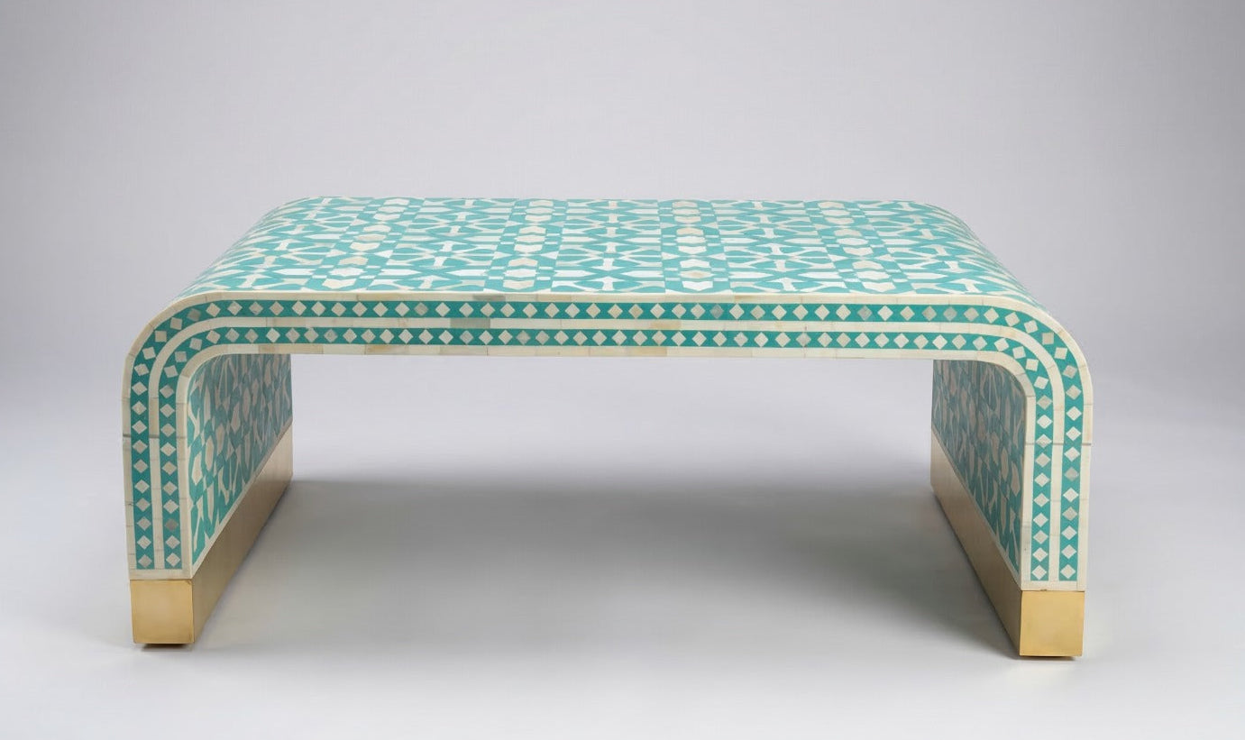 Turquoise Prism Bone Inlay Coffee Table