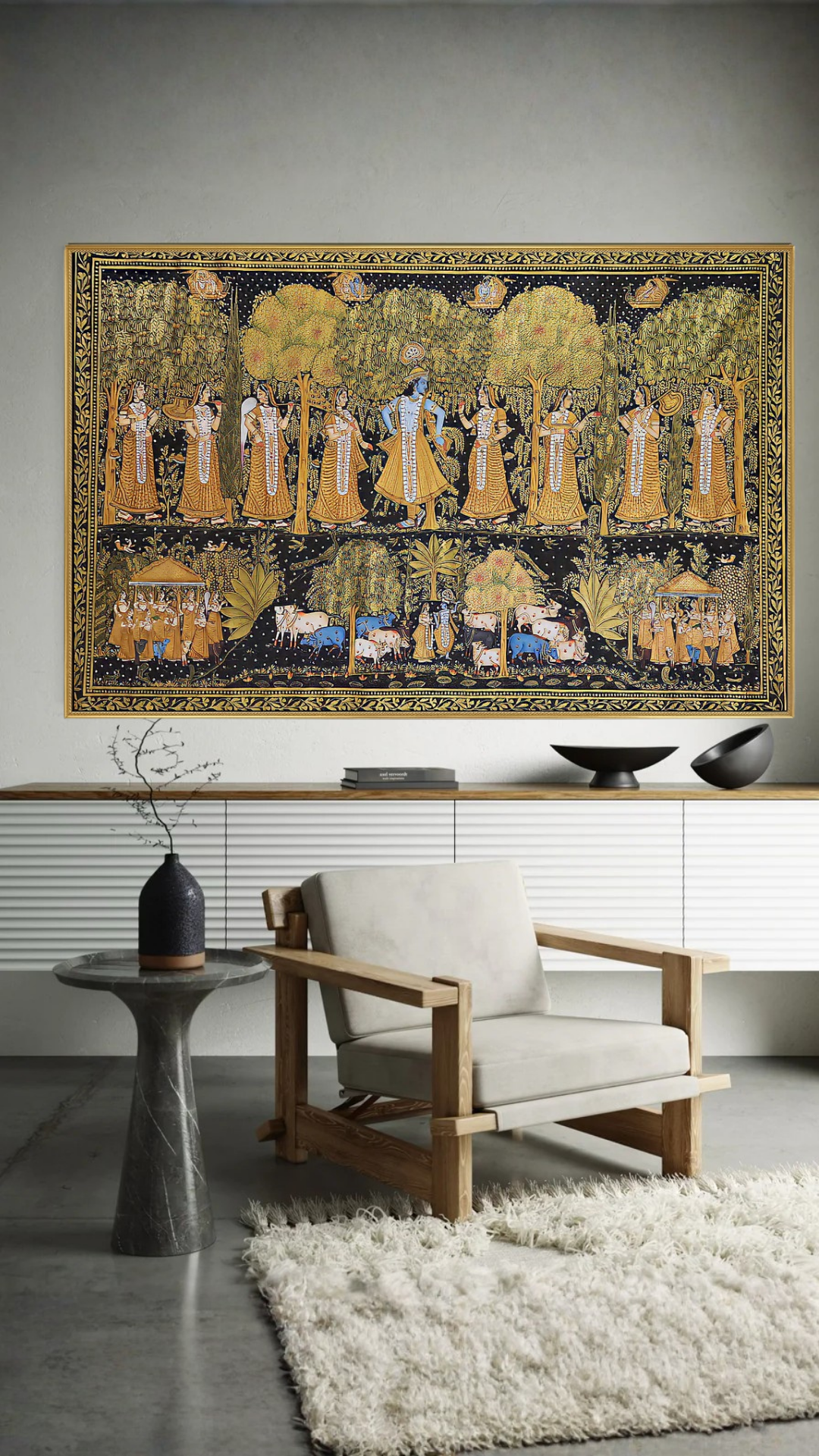 Pichwai- Golden Radha Krishna Painting