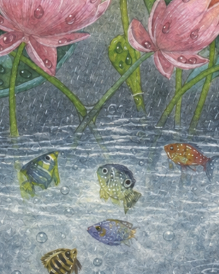 Handpainted – “Krishna in Varsha Leela”: Monsoon Heritage Painting