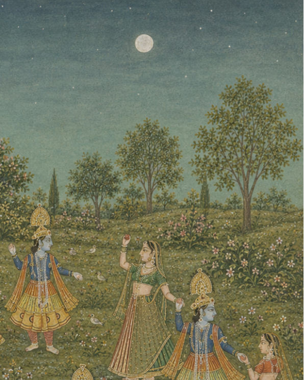 Handpainted – “Sharad Maharaas”: Divine Raas Leela Painting