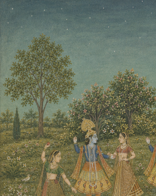 Handpainted – “Sharad Maharaas”: Divine Raas Leela Painting