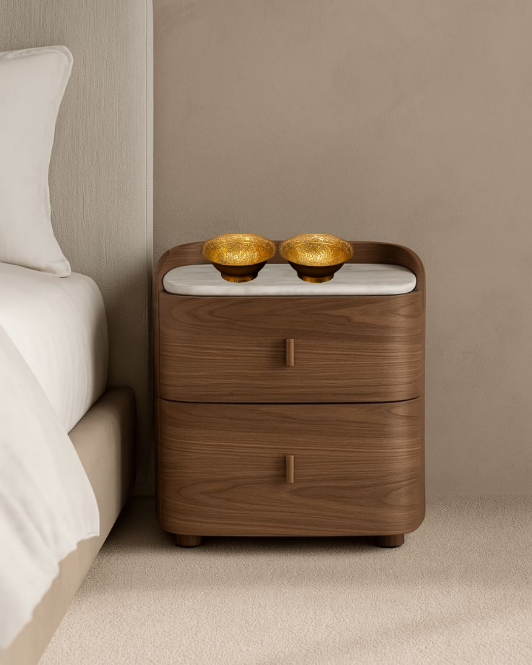 Rosette of Eight – Brass Bowls in Harmonious Form (Set of 2)