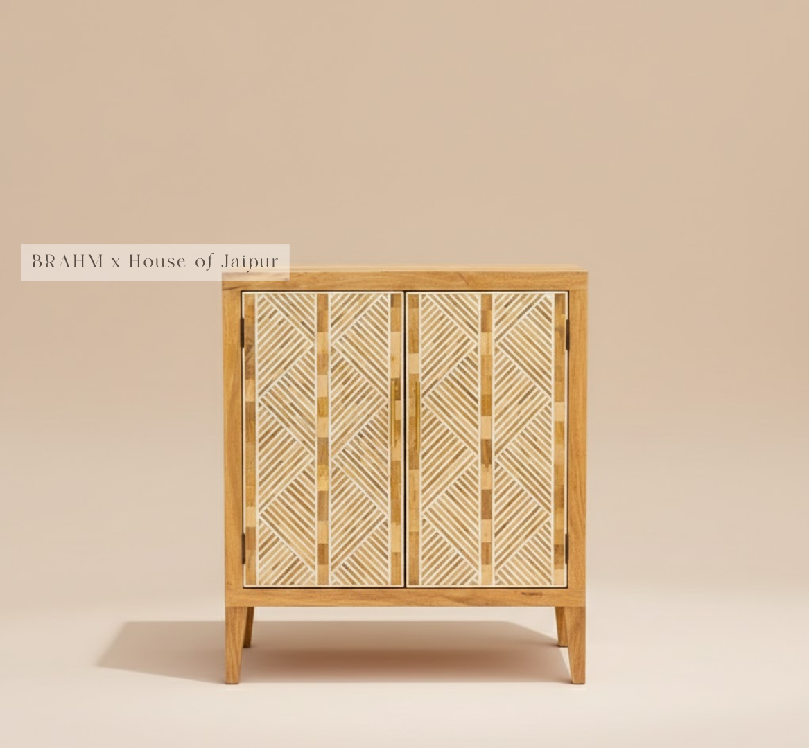 Vanika – Geometric Bone Inlay Mango Wood Cabinet