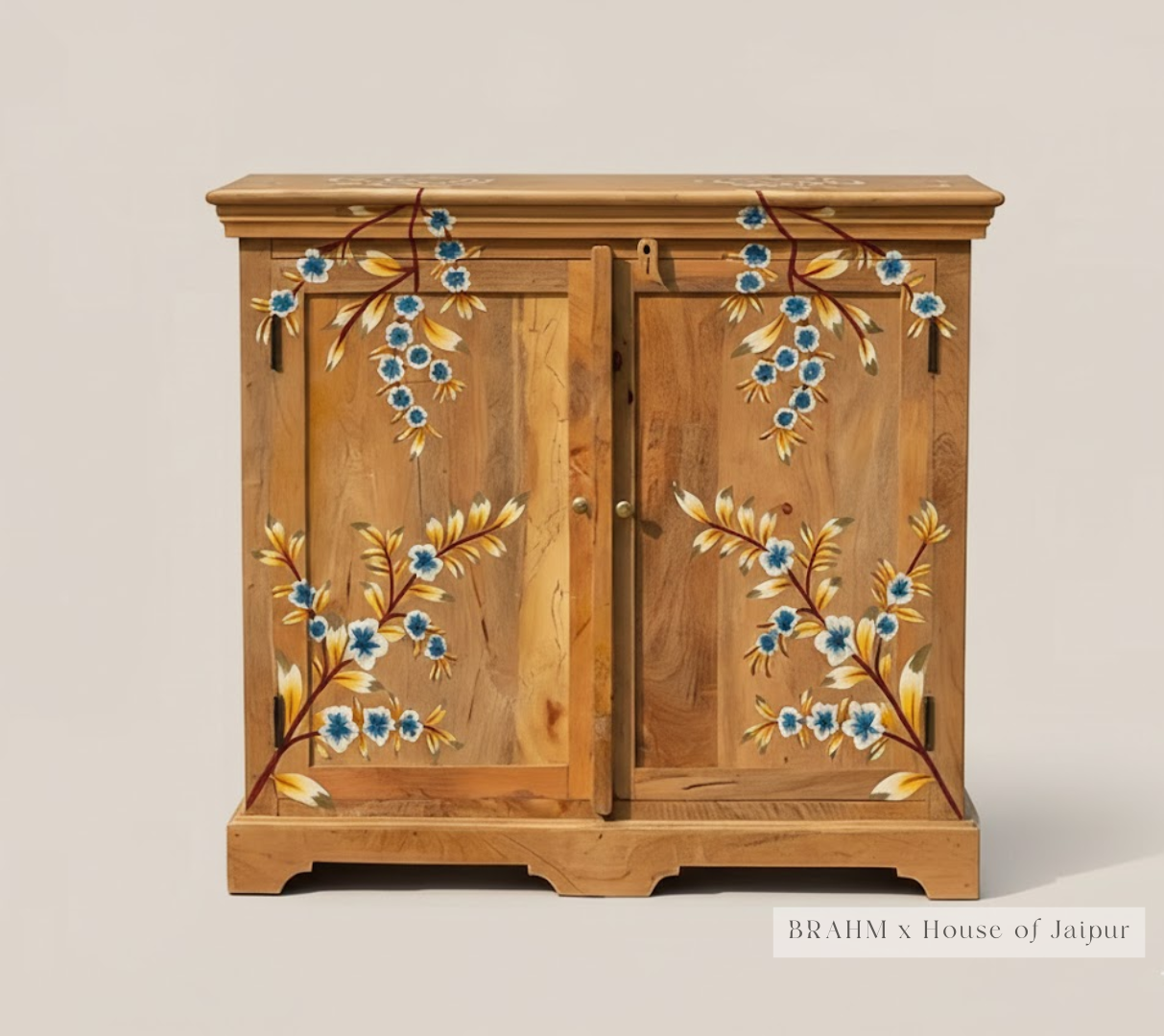 Vasanta Bloom Cabinet – Hand-Painted Solid Wood Storage Chest