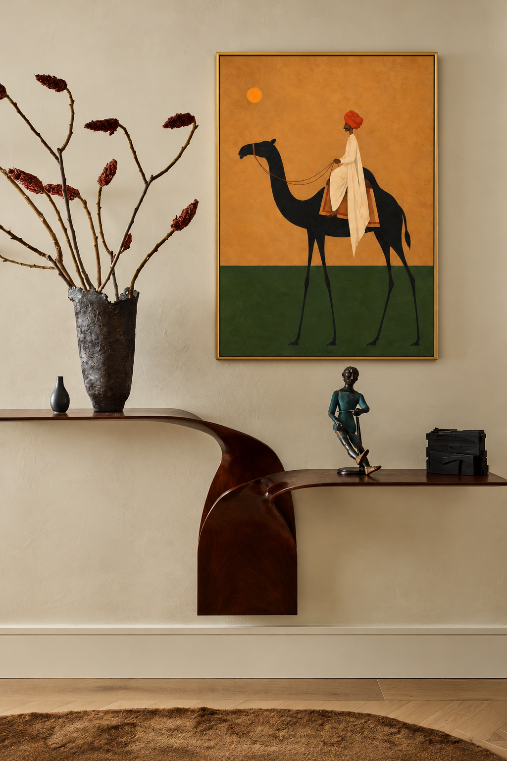 Art Print – “Oont Sawar”: The Camel Rider Beneath an Amber Sun