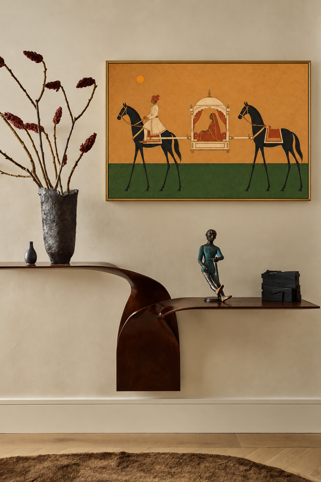 Art Print – “Palki”: The Palanquin Between Two Black Horses