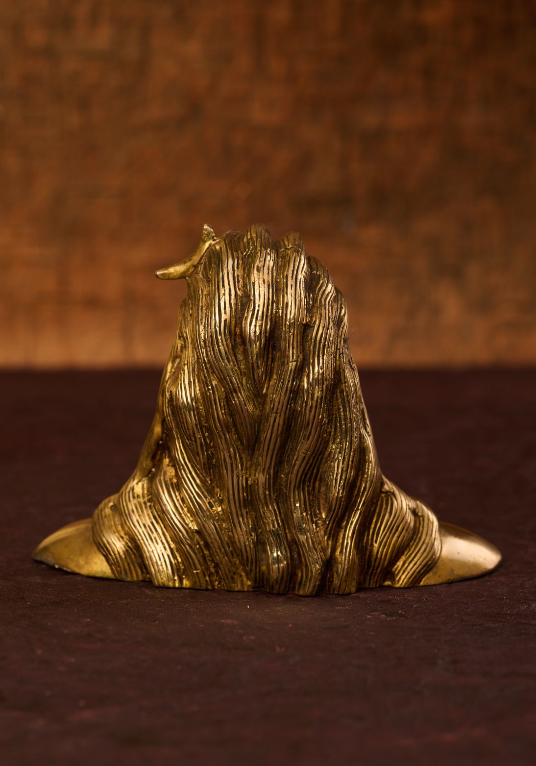 Back view of brass bust of Adiyogi Shiva – detailed brass sculpture