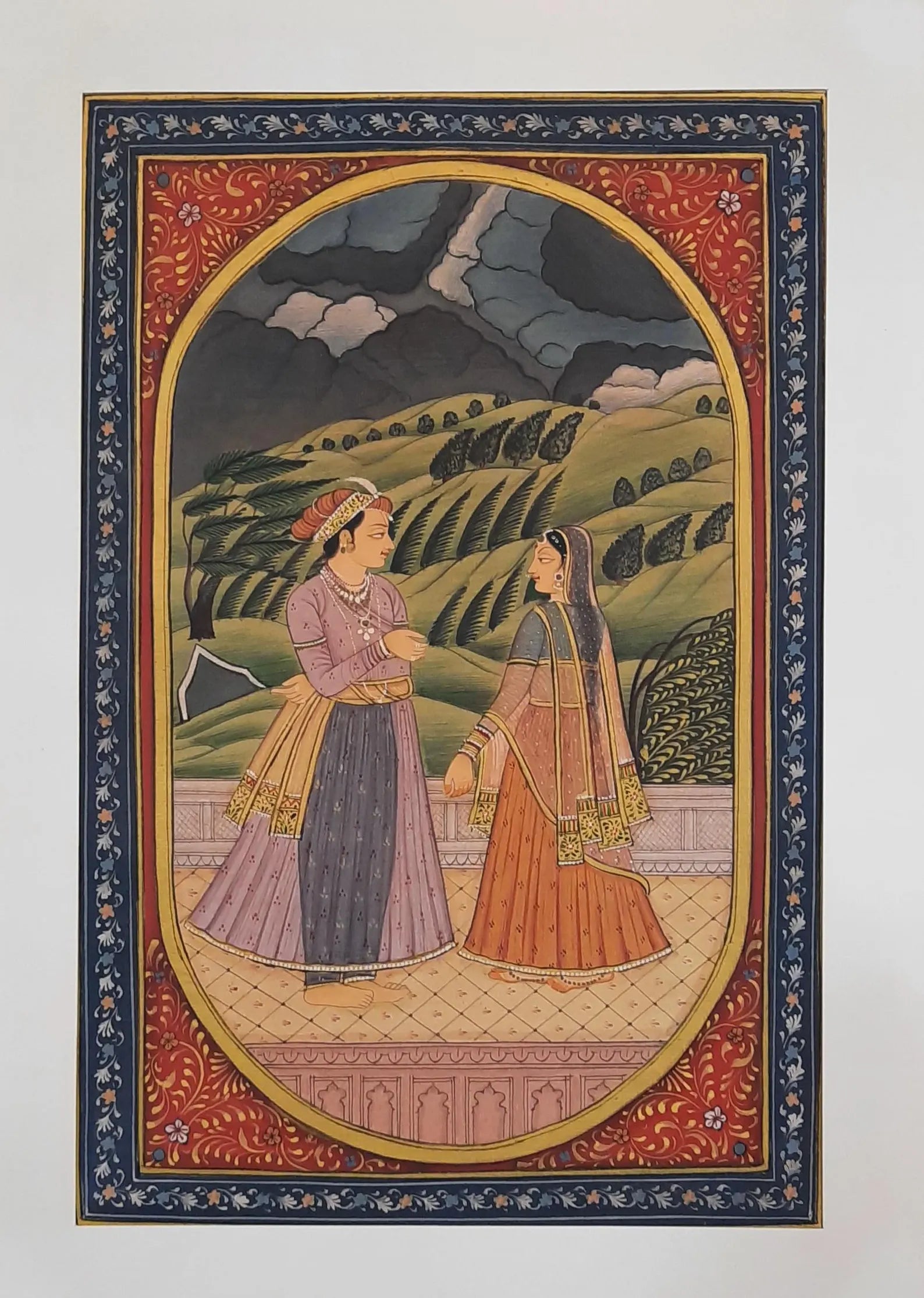 Indian Barahmasa miniature painting depicting cultural life during a specific month