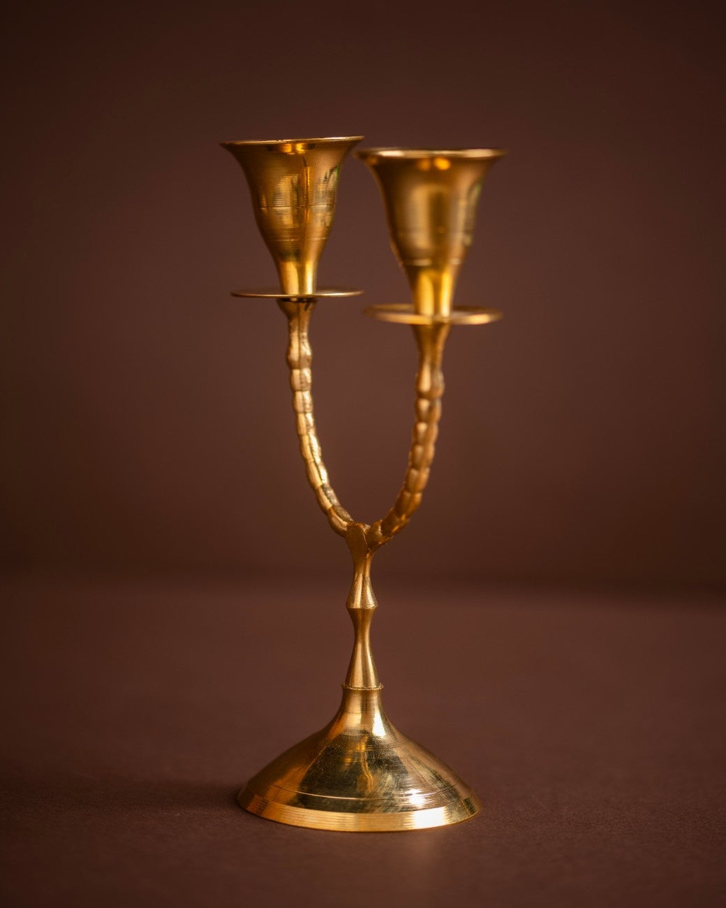 Brass double candelabra holder