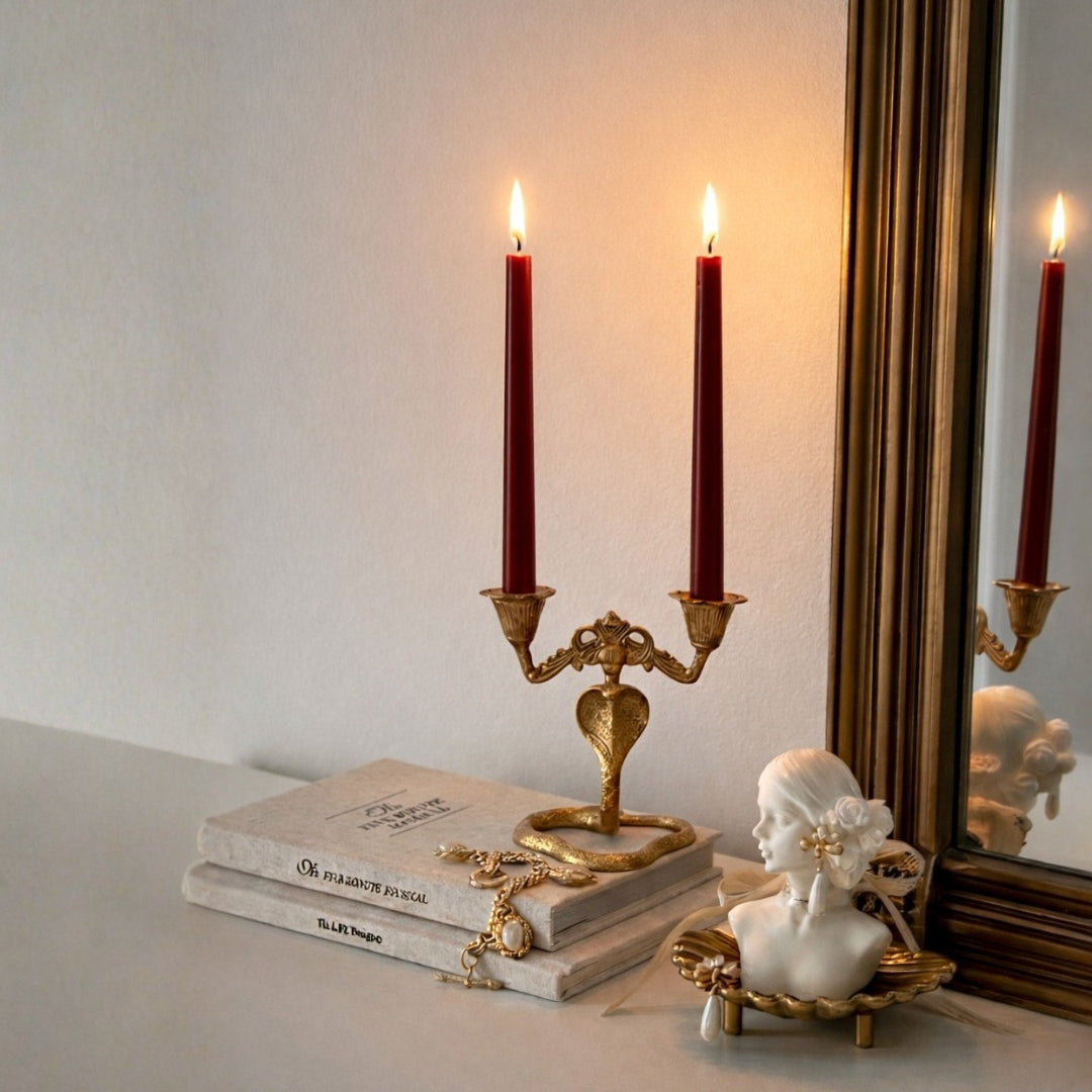 Brass candelabras and diyas