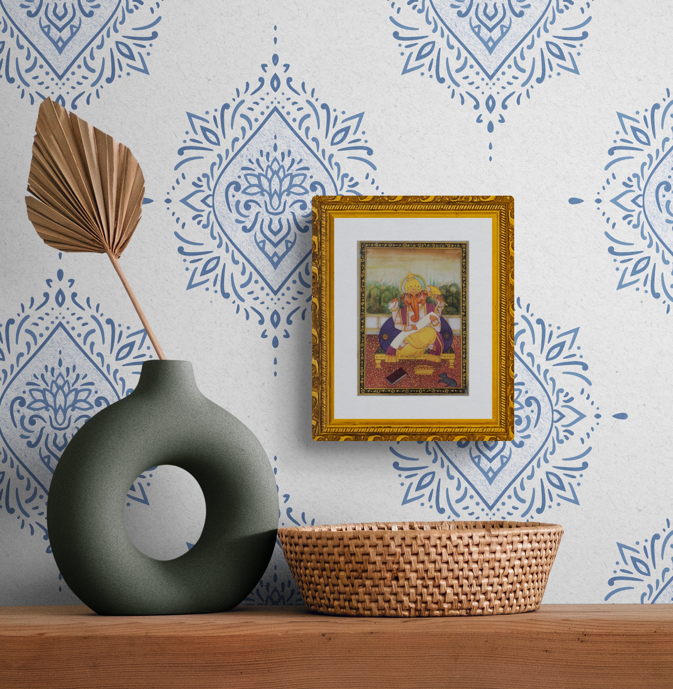 Handcrafted Marble Plate with Lord 'Ganesh' Painting