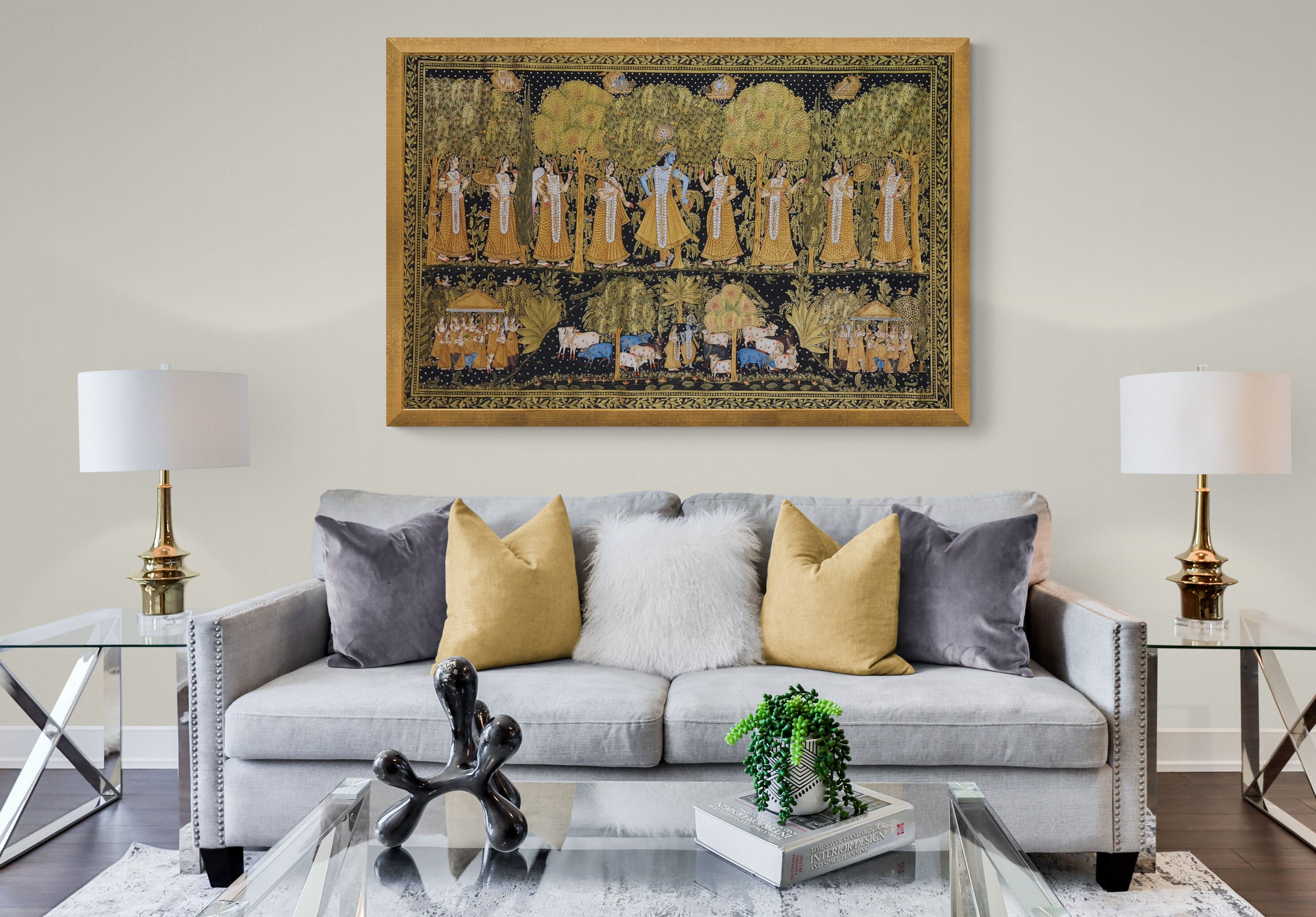 'Radha Krishna' Golden 'Pichwai' Painting