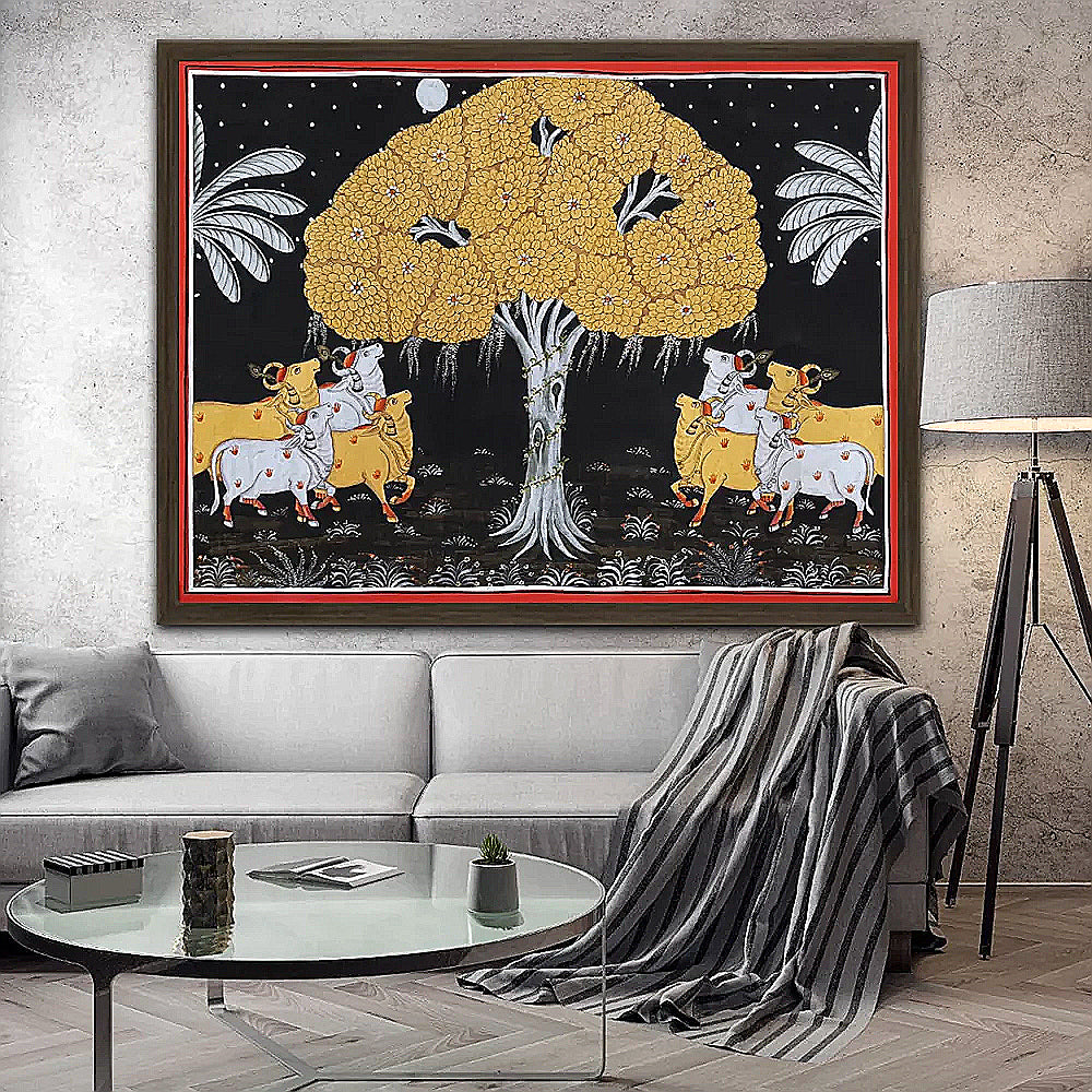 Hand Painted Cows Pichwai Painting