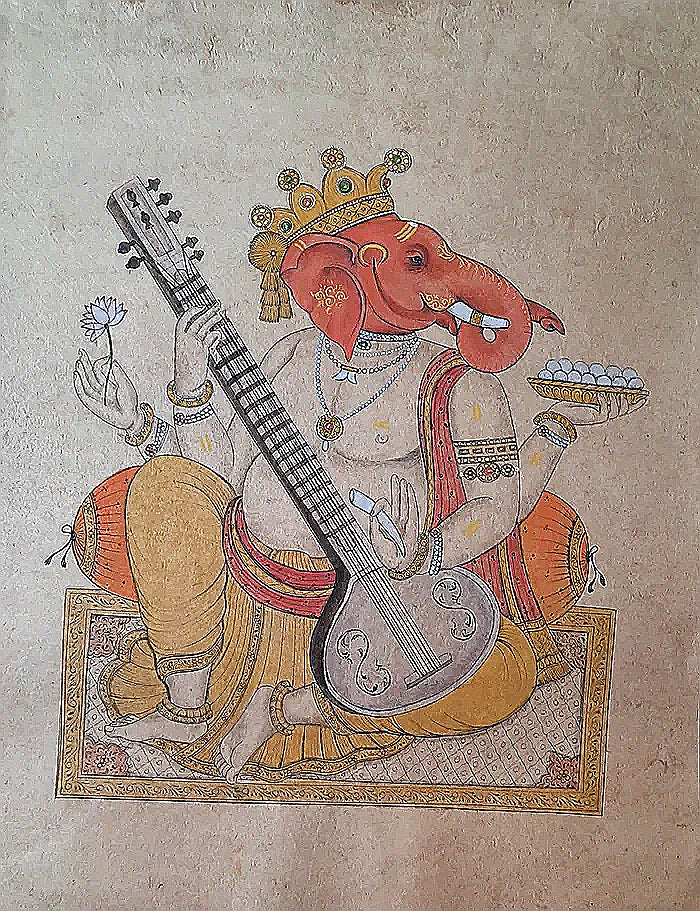 Handmade Ganesha Painting: Hindu God of Luck