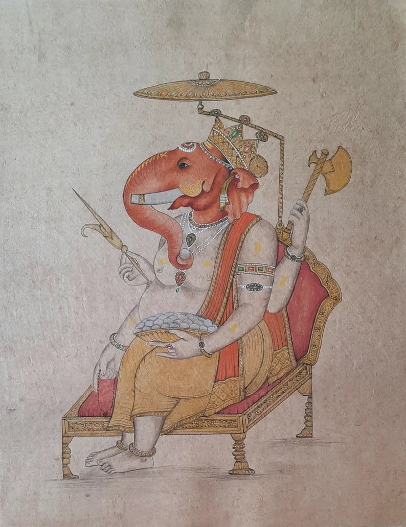 Handmade Ganesha painting symbolising luck, wisdom and prosperity