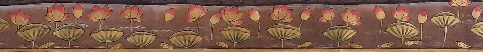 Close-up detail of Golden Pichwai painting highlighting intricate borders and gold work