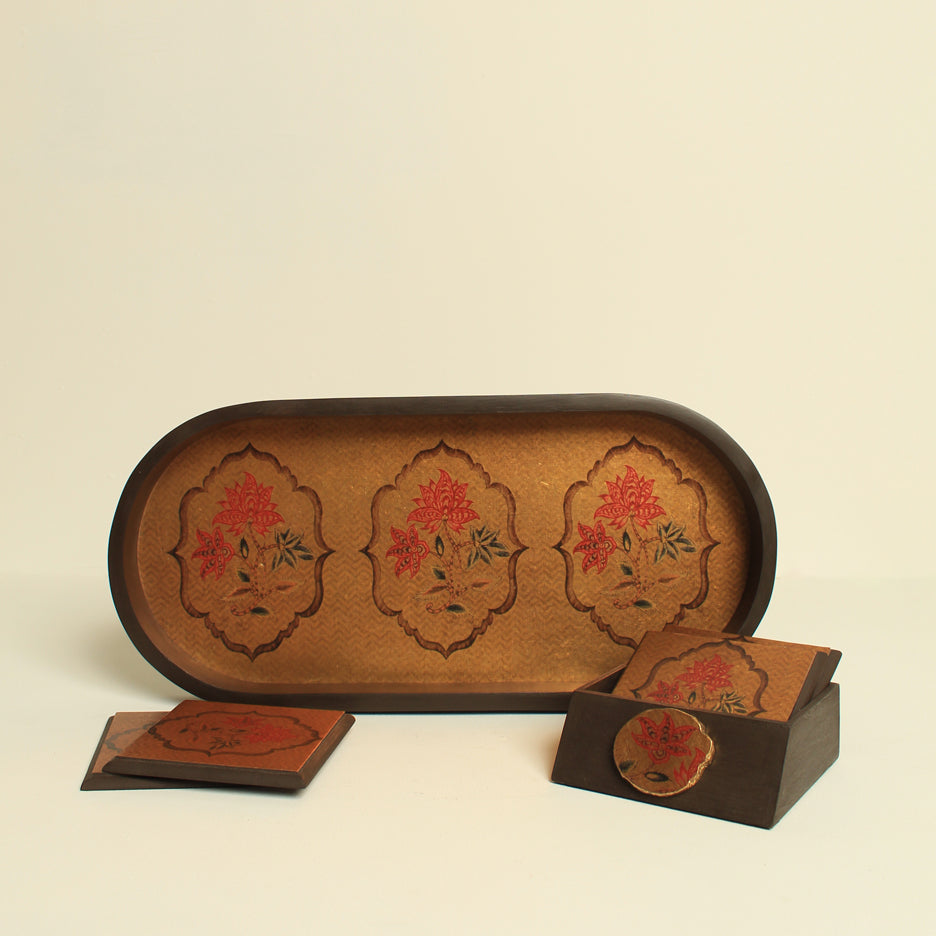 'Bela' Coaster Set of 6 in Printed Wood