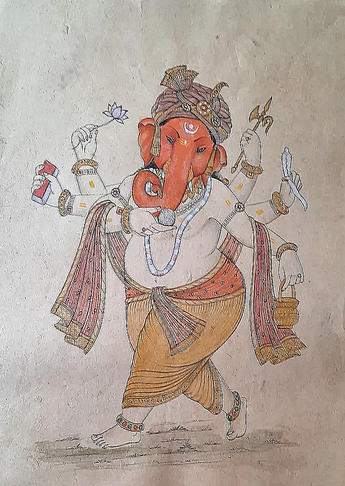 Handmade Ganesha Painting: Hindu God of Luck