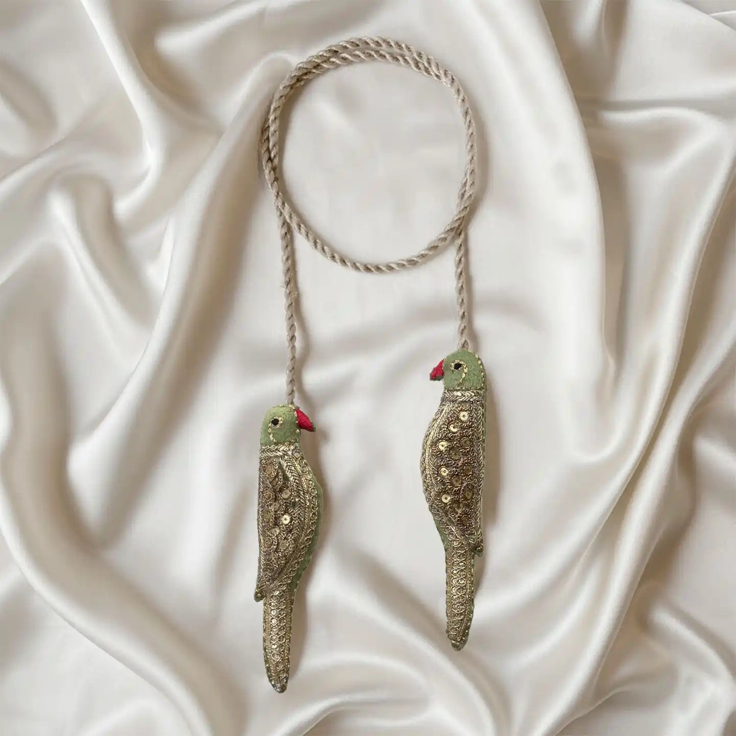Heer Parrot Embroidered Curtain Tieback