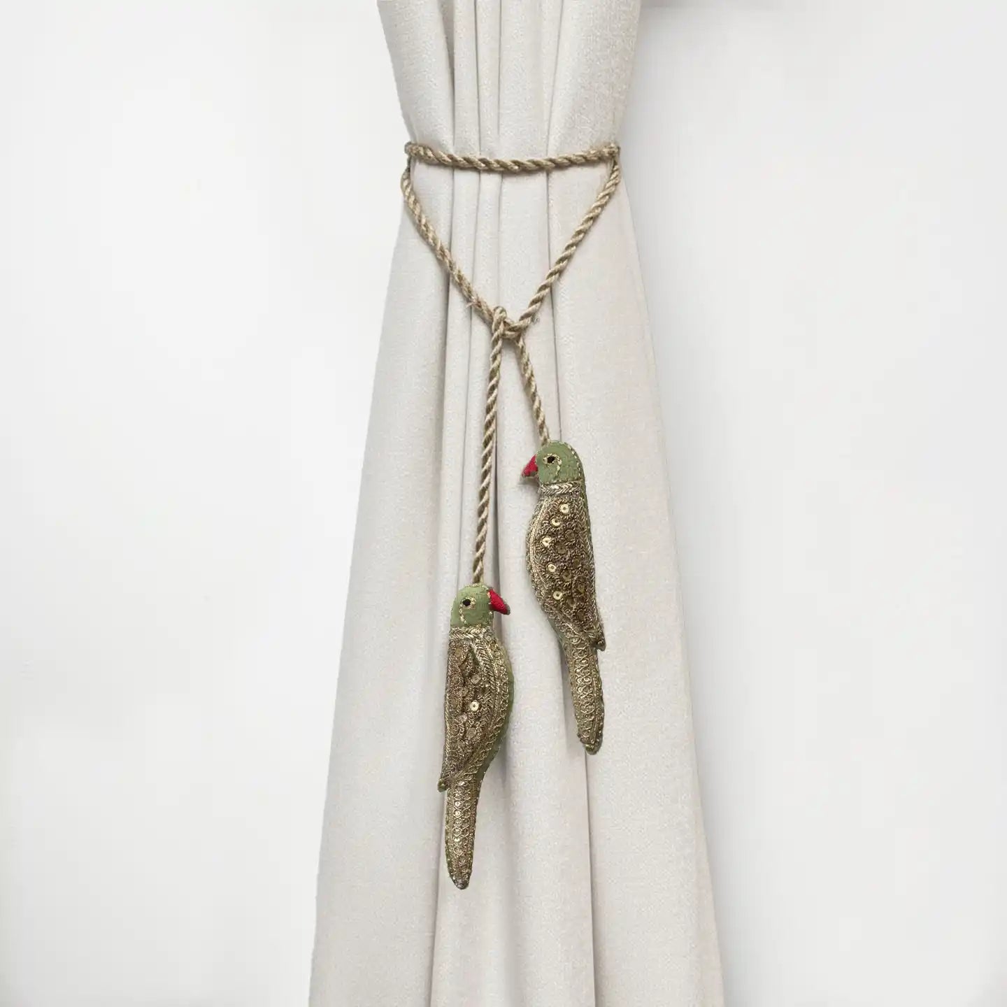 Heer Parrot Embroidered Curtain Tieback