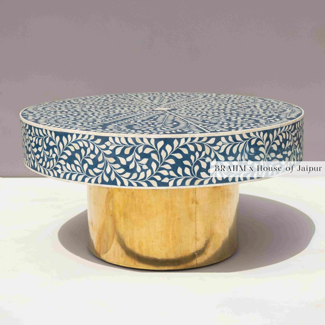 Bone Inlay Coffee Table Blue