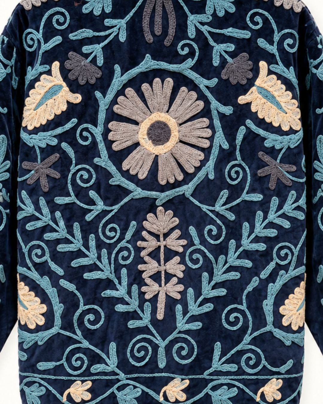 Gulnaar Jacket (Unisex) – Navy Floral Embroidered Jacket