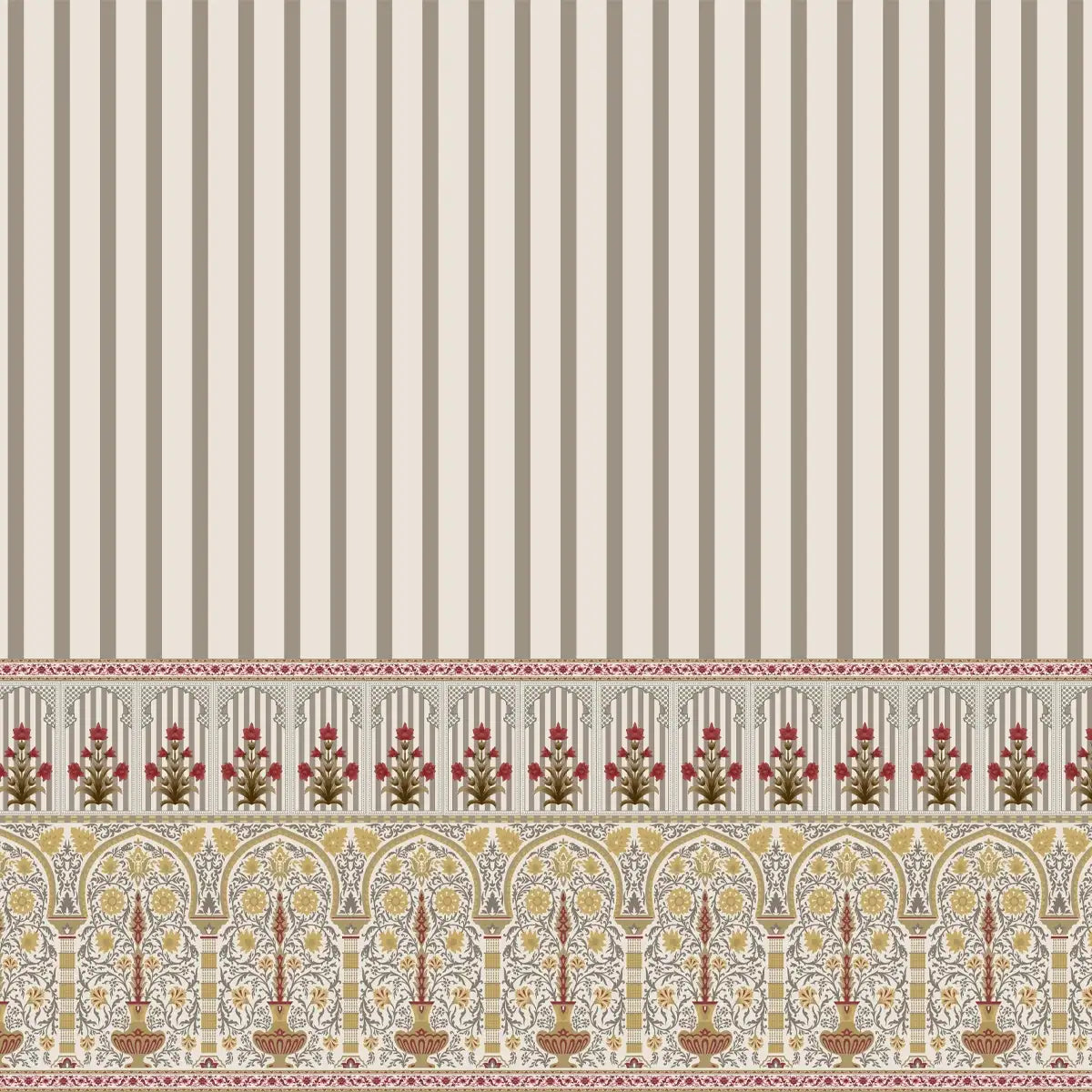 Kesar floral wallpaper depicting graceful blossoms in warm golden saffron shades for a luxurious interior ambience