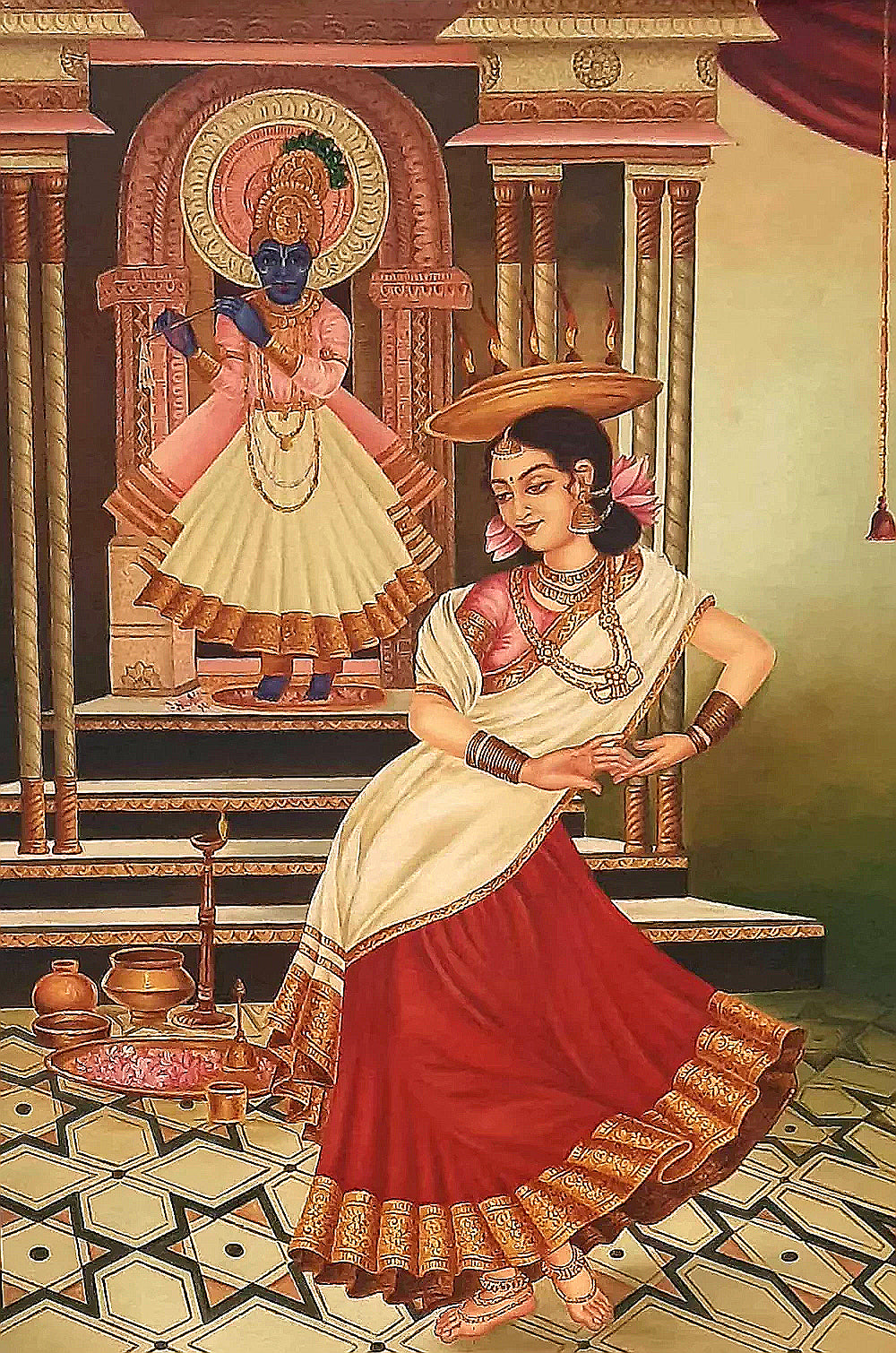 Handmade Lord Krishna Oil Painting