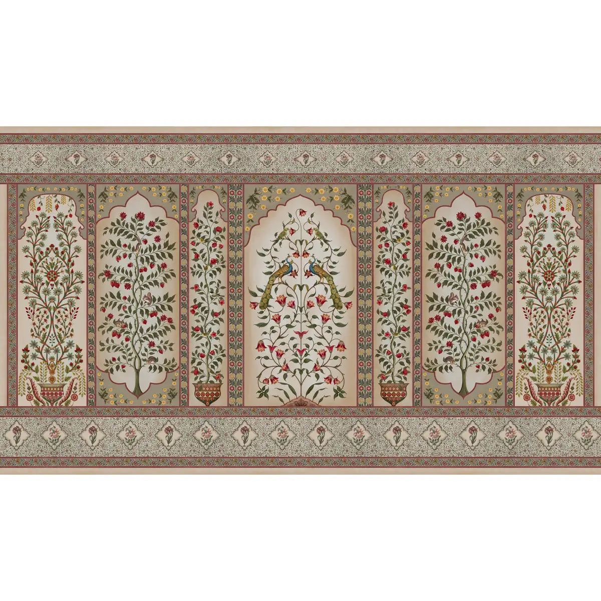 floral wall artwork inspired by Madhuban with graceful blooms and a peaceful garden atmosphere