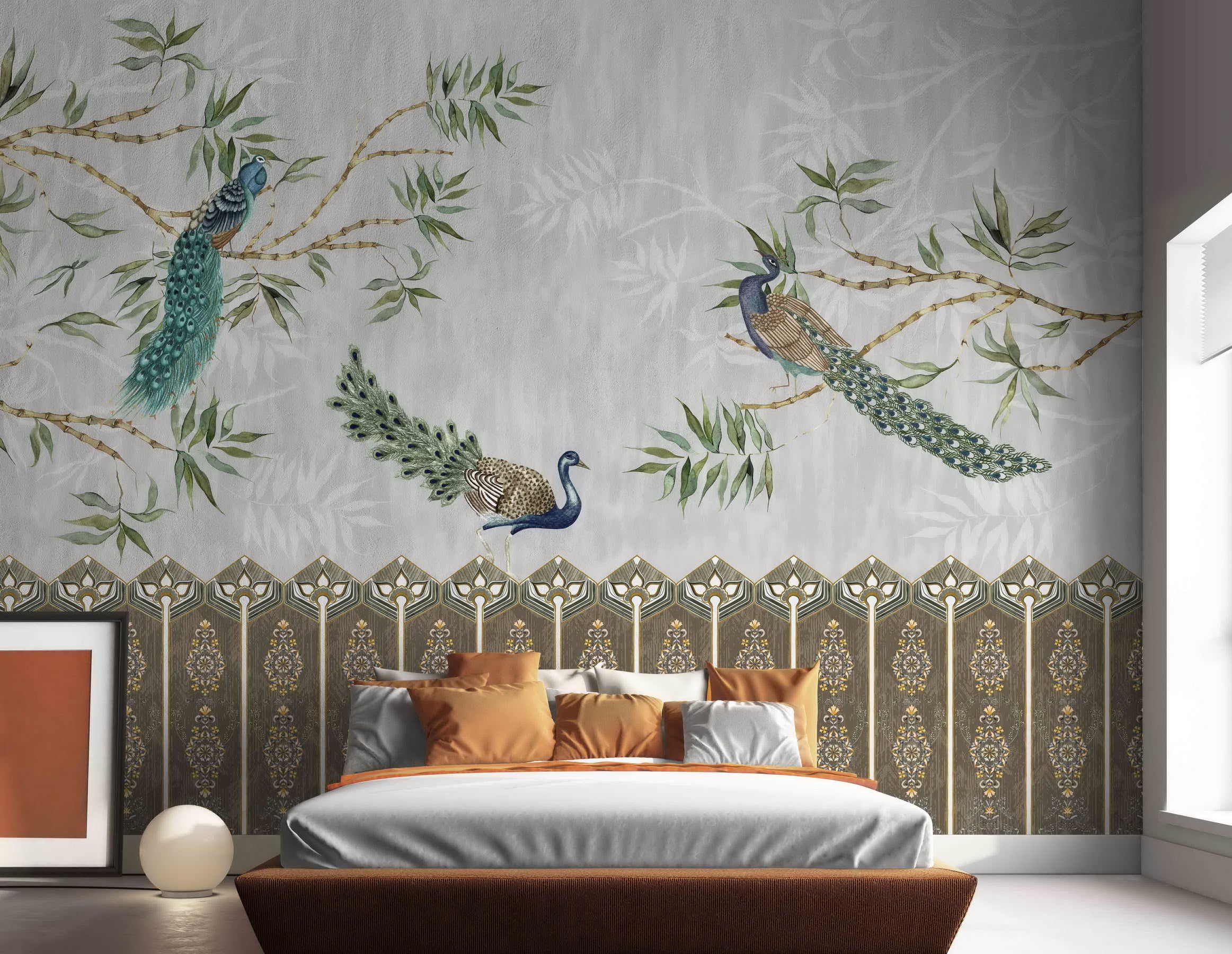 Majestic Perch Peacock wallpaper - Customized indian animal wallpaper for bedroom