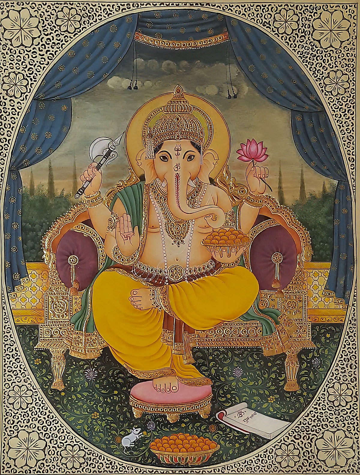Lord 'Ganesh' Painting On Synthetic Plate (24k Gold)
